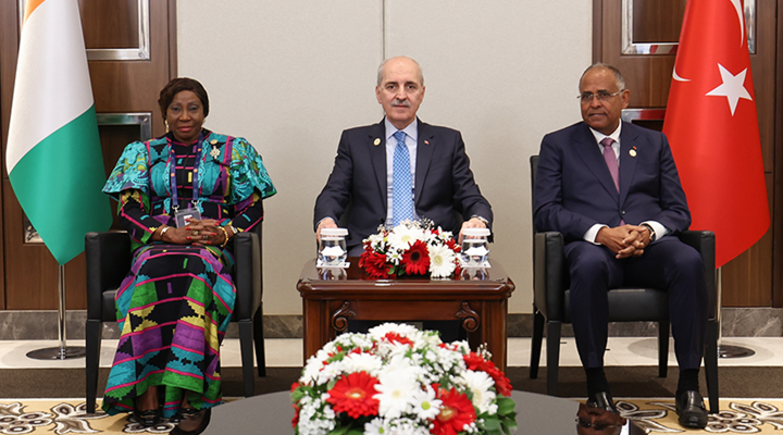 TBMM Başkanı Kurtulmuş, Fildişi Sahili Senatosu Başkanı Camara ve Ulusal Meclisi Başkanı Achi ile Görüştü