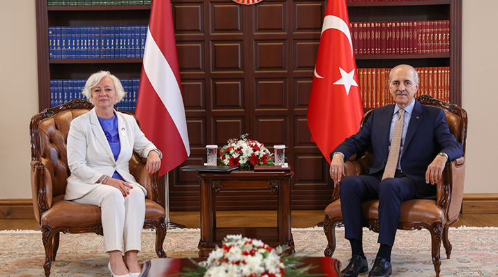 TBMM Başkanı Kurtulmuş, Letonya Parlamentosu Başkanı Mierina ile Görüştü